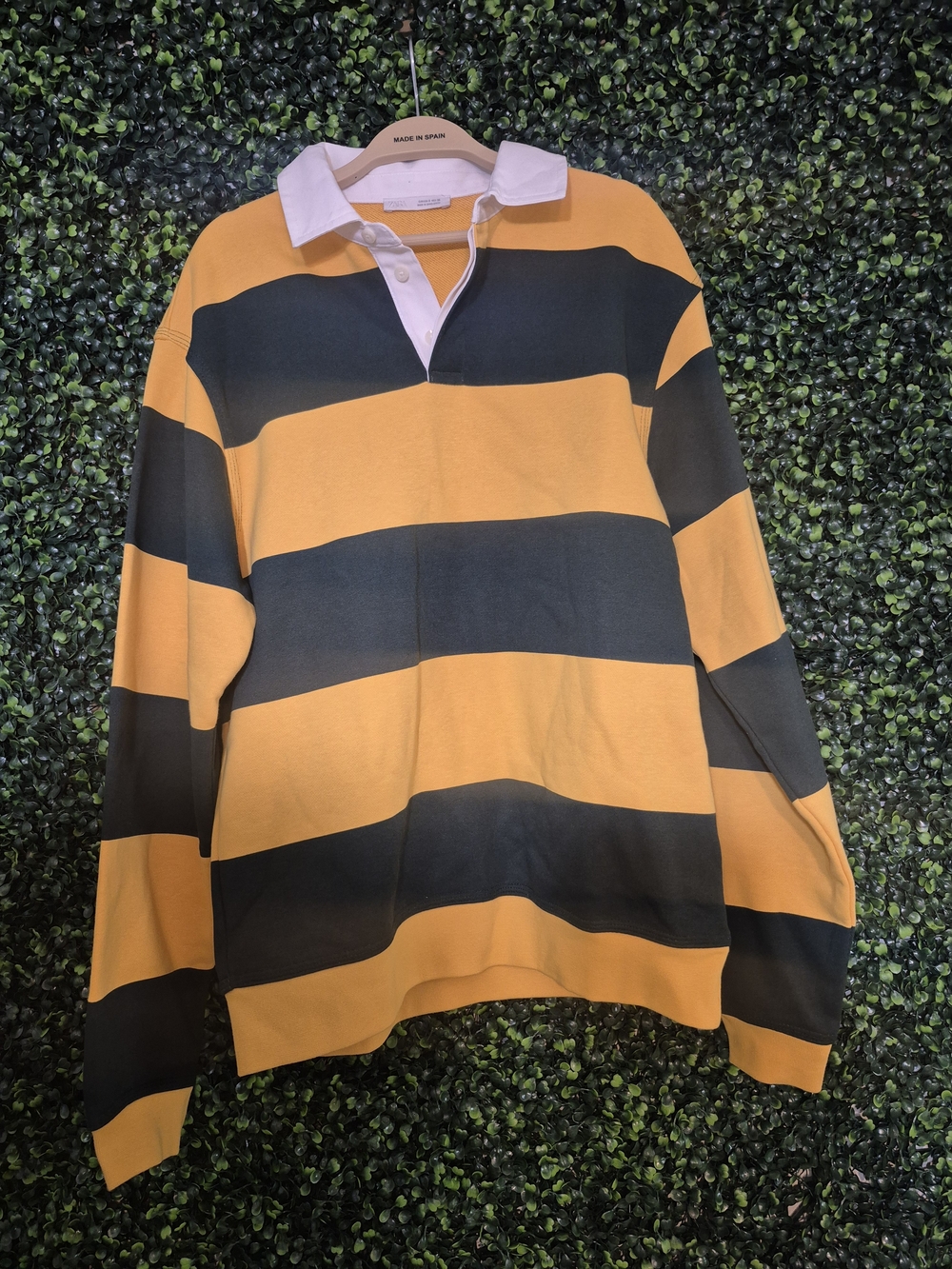 Zara Men's Rugby Sweater - Yellow & Black Stripes